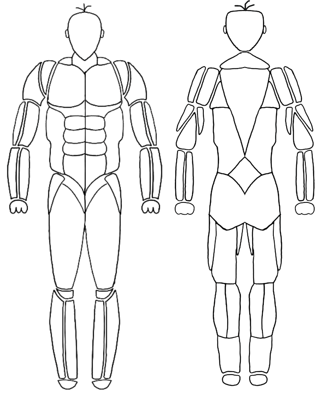Body with trained muscles highlighted